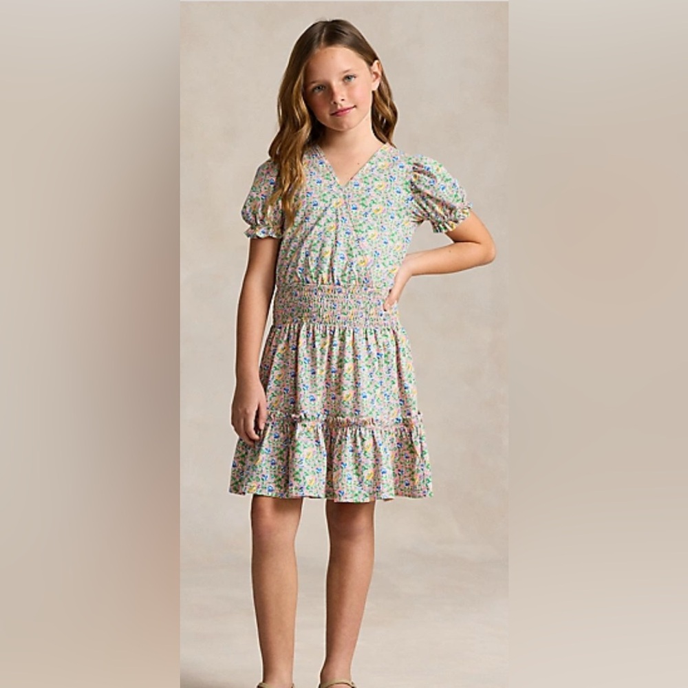 Polo Ralph Lauren Floral Faux-Wrap Cotton Jersey Dress. Size 16 - Picture 2 of 16
